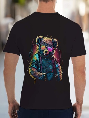 Men's Trendy Casual 3D Printed Round Neck T-shirt - Polyester Fiber, Geometric P - Picture 6 of 7