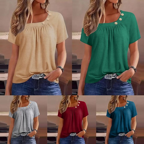 T-Shirt Femme Col En V Avec Boutons Manches Courtes Couleur Unie Tee Shirt Lache Ete Tissu Confortable - Taille EU - Bordeaux Bordeaux - Prêt-à-Porter T-Shirt Femme Col En V Avec Boutons Manches Courtes Couleur Unie Tee Shirt Lache Ete Tissu Confortable - Taille EU - Bordeaux Bordeaux - Prêt-à-Porter