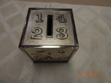 Vintage Silver Plated Baby Block ABCD Piggy Bank