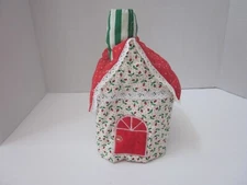 VTG Quilted Cottage House w/ Rose Print Tissue Box Cover  KITSCH