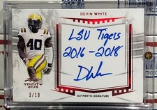 2019 LEAF TRINITY DEVIN WHITE ROOKIE, #A-DW1, AUTO & MESSAGE, RED SERIAL #3/10