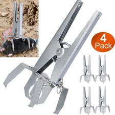 4 Packs Reusable Mole Traps with Scissor Jaw Mole Killers Effective Mole Clips
