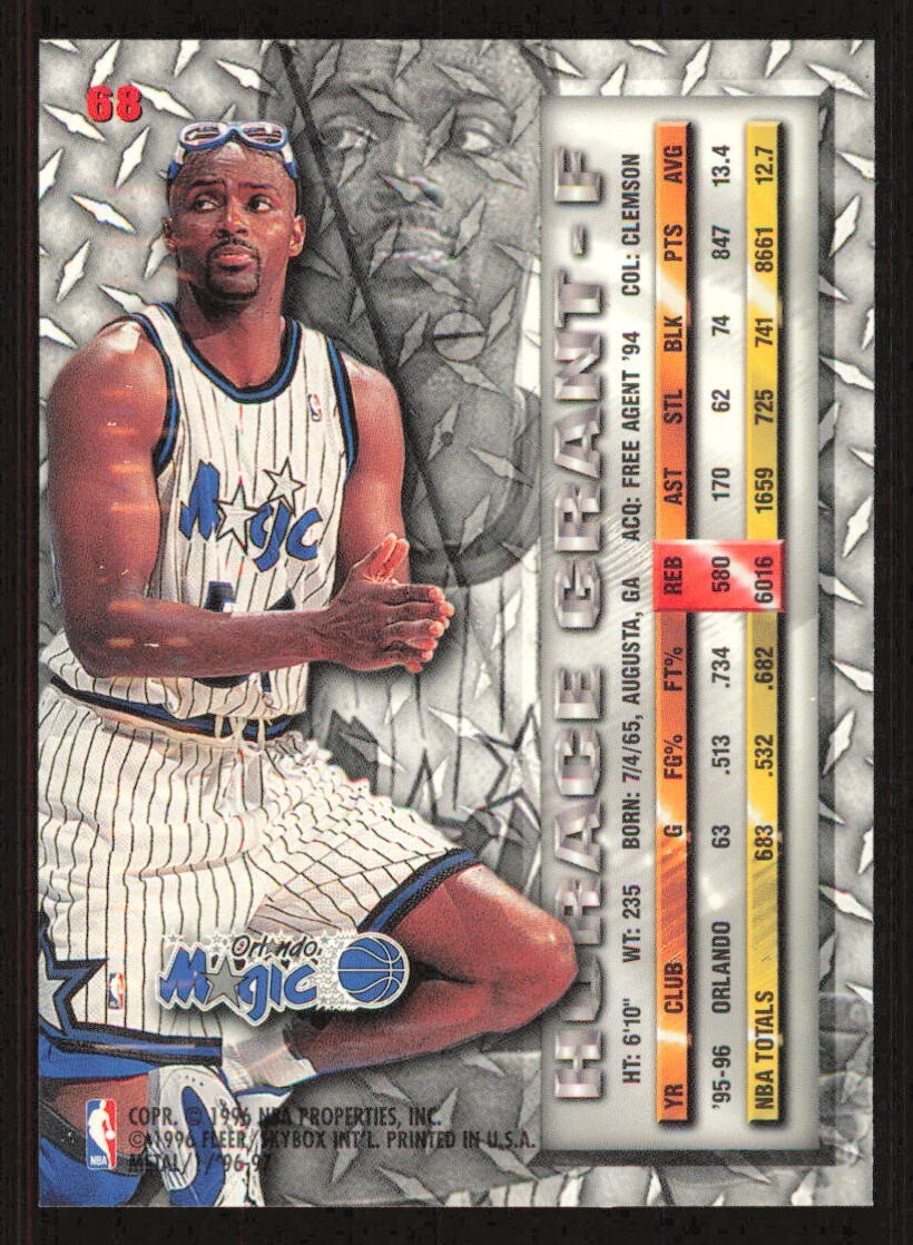 1996 Fleer Metal HORACE GRANT Basketball card #68 ORLANDO MAGIC