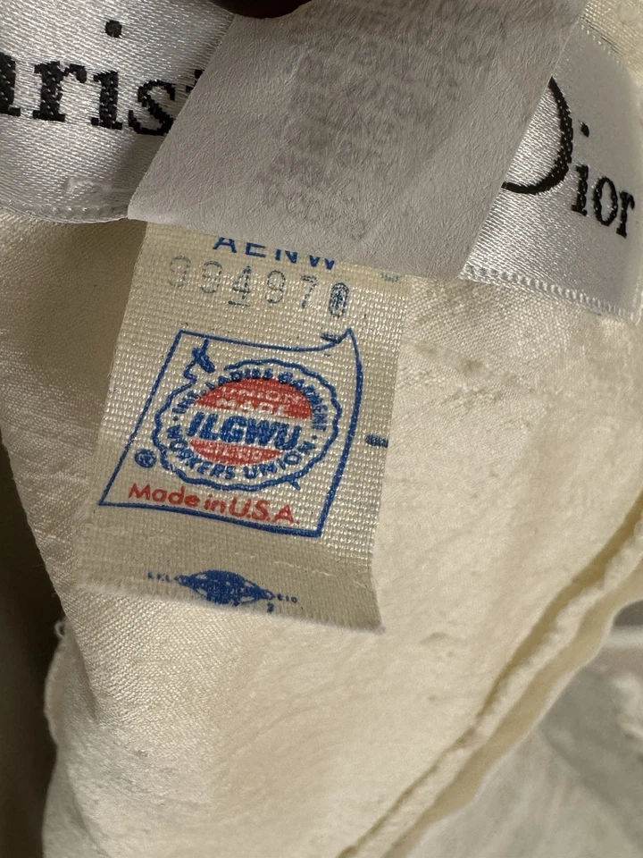 Винтажный CHRISTIAN DIOR шелк свадебное платье с собранными рукавами + кнопка назад - Изображение 4 из 4