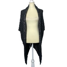 M. Rena Wool Blend Open Front Asymmetrical Knit Cardigan Women's Size Small