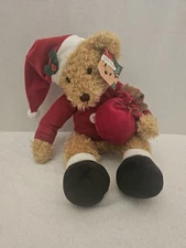 Vtg Christmas 10" Plush Sammy Santa Bear Russ Berrie Holiday Stuffed Teddy 