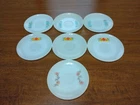 VTG Anchor Hocking Milk Glass Fire King Saucers Set of 7 ~3 Blue 3 Orange 1 Pink
