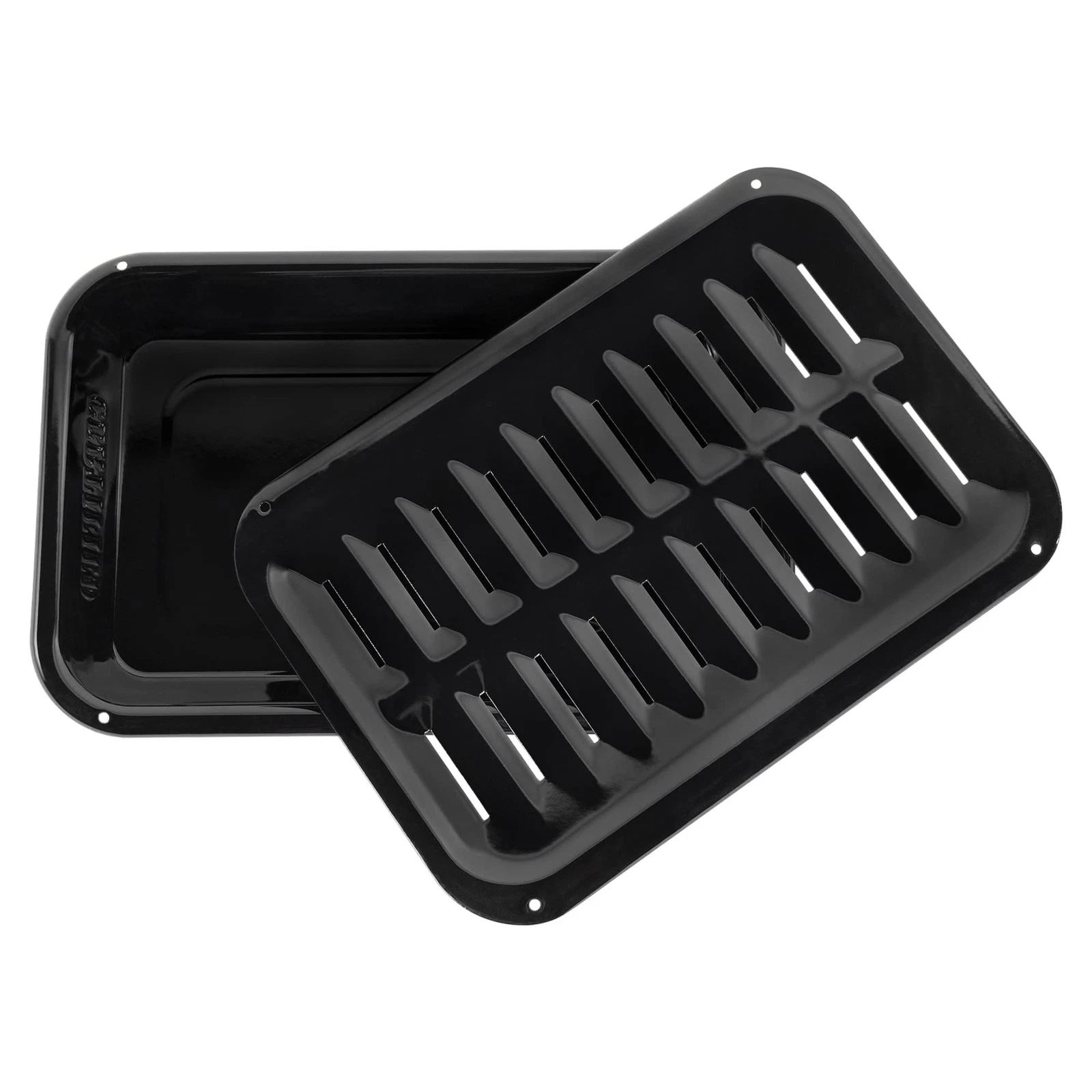 Small 2-Piece Broiler Pan & Grill Set Porcelain-on-Steel 13"x8-3/4"x1-3/8" Br...