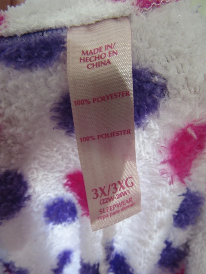 Pantalones de pijama de lana sin marca talla 3X blanco rosa púrpura lunares cintura elástica Foto 2 de 4