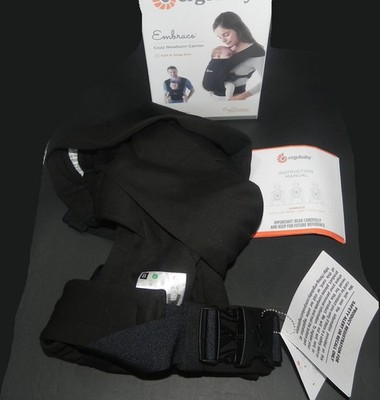 Ergobaby Embrace Cozy Newborn Baby Wrap Carrier 7-25 Pounds Pure Black PonteKnit