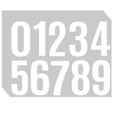 8 Sheets 4 Inch White Number Stickers 0-9 Waterproof Vinyl Self Adhesive