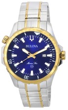 Bulova Marine Star Two Tone Bracelet Blue Dial Quartz 98B384 100M Men's Watch