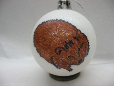 NEW HANDPAINTED HEDGEHOG UNBREAKABLE WHITE CHRISTMAS ORNAMENT 2 1/2"