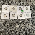 Lot of 8 Mercury Dimes 1916-1944, Each in Protective Holder 90% SIlver