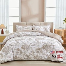 Comforter Set 7 Pieces Bed in a Bag Size Botanical Comforters with Queen Khaki