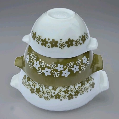 New ListingPyrex Crazy Daisy Spring Blossom Cinderella Mixing Bowl Set 441, 442, 443