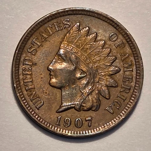 #4 Nicer Low Mintage "about uncirculated++" 1907 Indian Head Cent