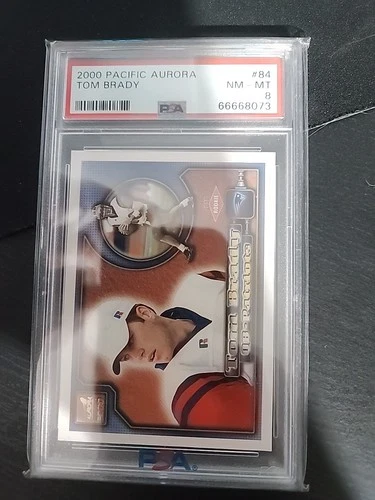 2000 Pacific Aurora Tom Brady #84 (RC) Patriots PSA 8 NM