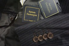 Sartoria Partenopea Brown Striped S120s Silk Blend 2Pc Suit Jacket Pant 38R NEW