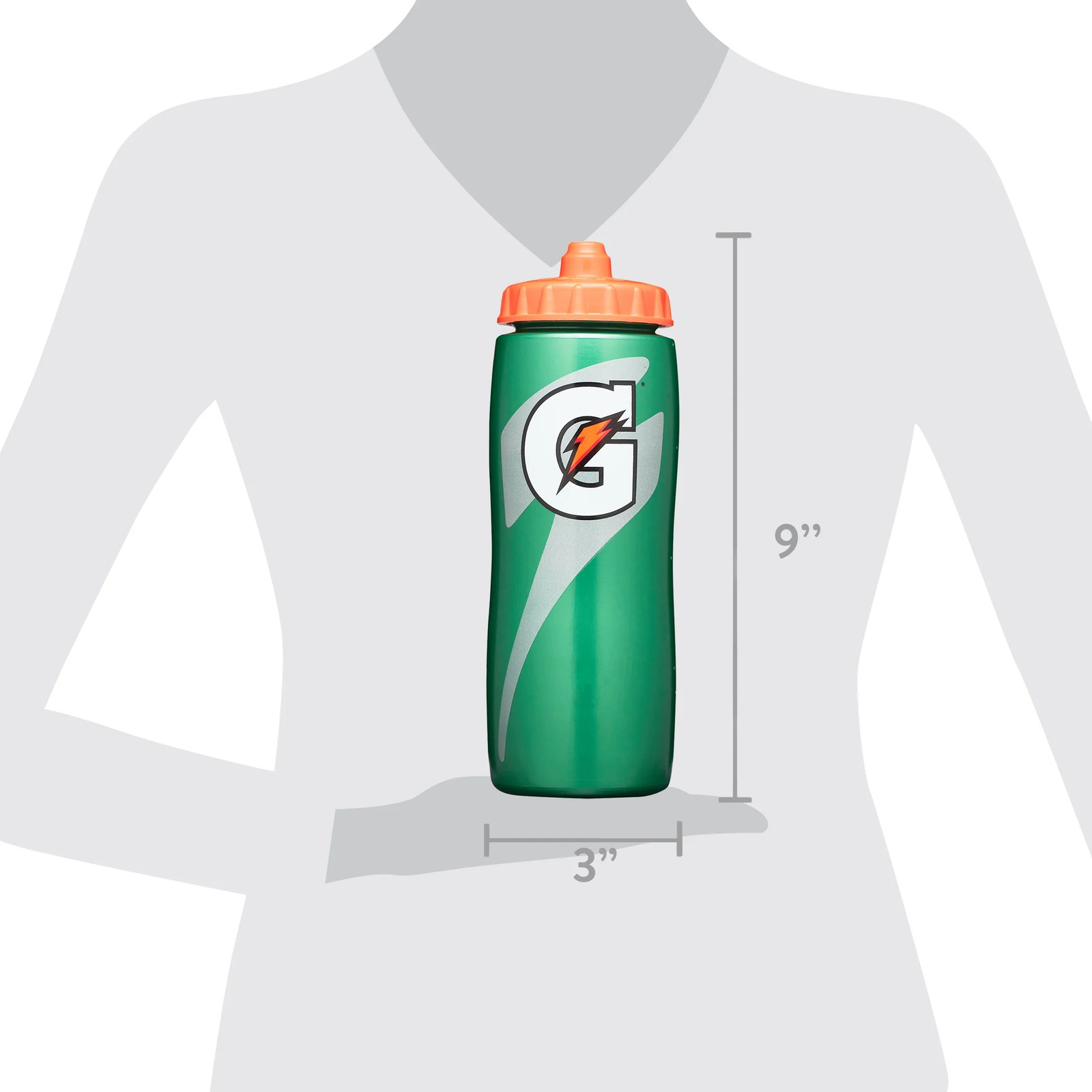 Contour Style Squeeze Water Bottle, Green, 28Oz
