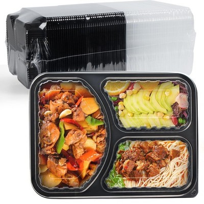 Take Out Containers 38 oz 40 Pack - Shrink Wrap Ready to Use 3 Compartment Le...