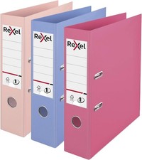 Rexel A4 Lever Arch Files 3 Pack Pastel Pink Blue Peach Ring Binder Set