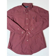 Ralph Lauren Custom Fit Men's Red Plaid Button Down Shirt Size 16.5 34/35