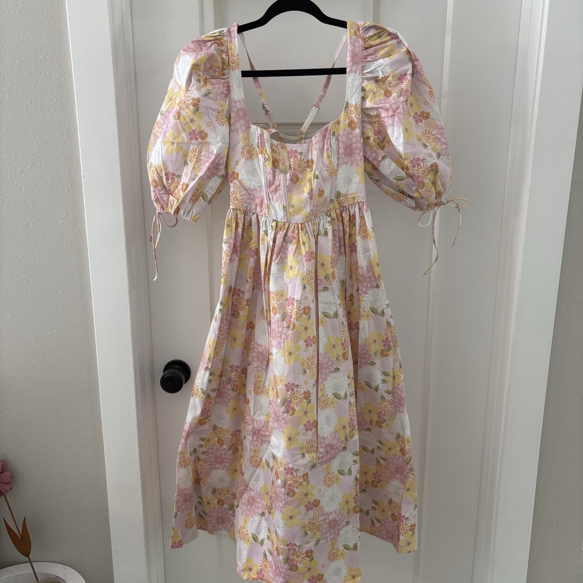 knee length dresses for ladies For Love & Lemons Jolene Embroidered Midi Dress White  blueandcream