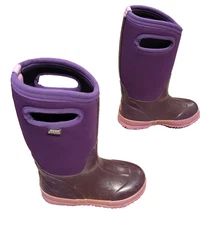 Bogs Waterproof Classic High Handles -30F Degrees Kids Purple Boots Size US 12