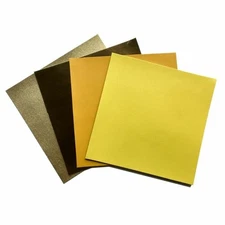 Yellow Leather Lambskin Set 5x5in Four Genuine Pieces- Yellow And Gold