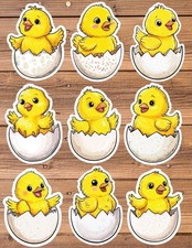 Easter Chick Die Cut Vinyl Stickers Set Scrapbooking Laptop Waterbottle