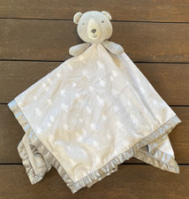 Cloud Island Gray Bear Lovey Security Blanket Soother White Trees Oversized 29"