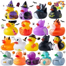18 PCS Halloween Rubber Ducks, Halloween Ducks for Halloween Goodie Bag Fillers
