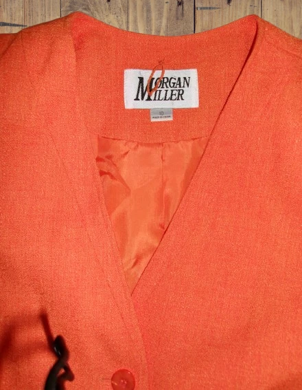 NUEVO SIN ETIQUETAS TALLA 10, TRAJE FALDA NARANJA 2 PIEZAS MORGAN MILLER ELEGANTE PARA MUJER $240 Foto 2 de 4