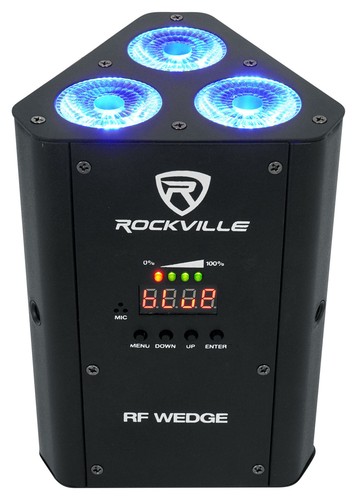 2 Rockville RF WEDGE BLACK RGBWA+UV Battery Wireless DMX DJ Up Lights+RF Remotes - Picture 9 of 12