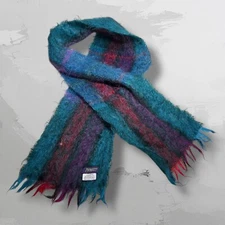 Vintage Strawbridge & Clothier mohair wool blend scarf Great Britain plaid