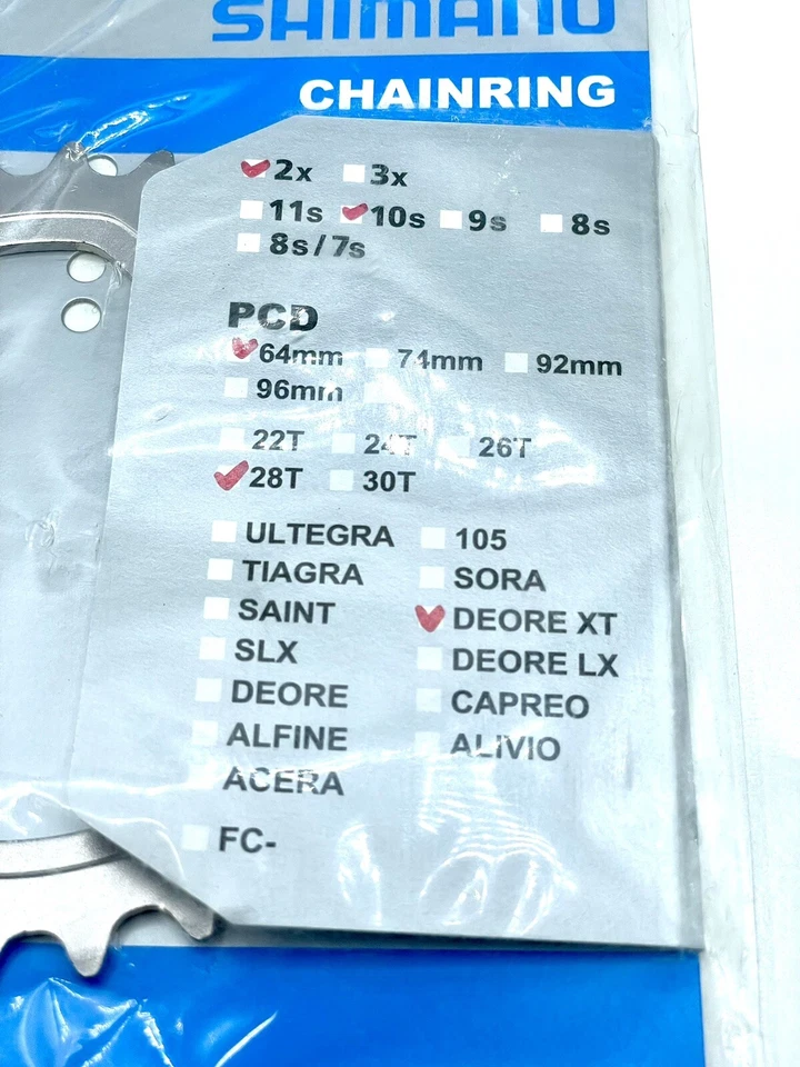 Plato Shimano Deore XT FC-M785 MTB 28T 64mm BCD 2x10 velocidades para 40-28T tipo AJ Foto 4 de 4