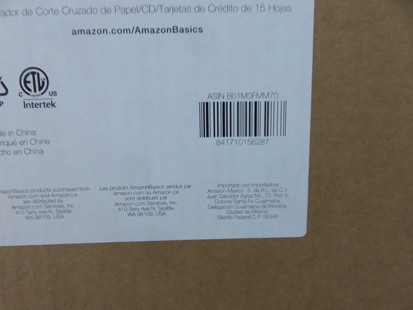 Amazon Basics 15 Sheet Cross Cut Paper CD Credit Card Shredder
