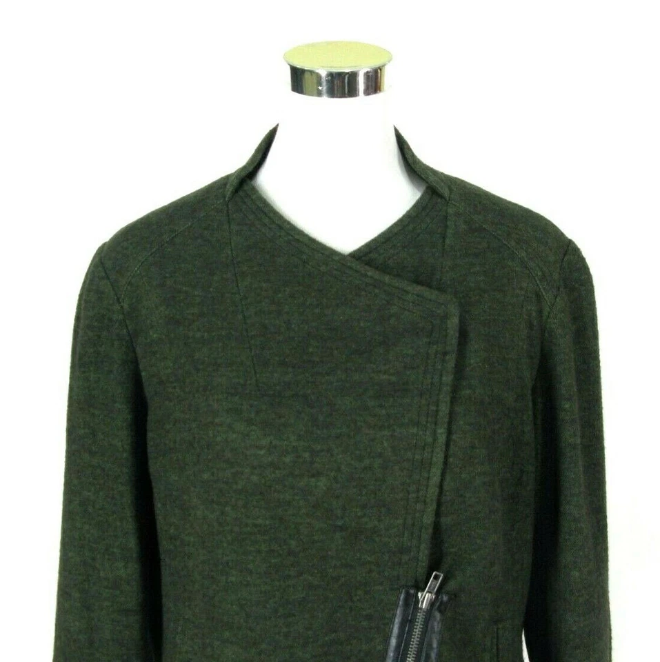 Chaqueta Suéter Coldwater Creek Moto Talla 16 Verde Negro Cremallera Blazer Algodón Acrílico Foto 4 de 4