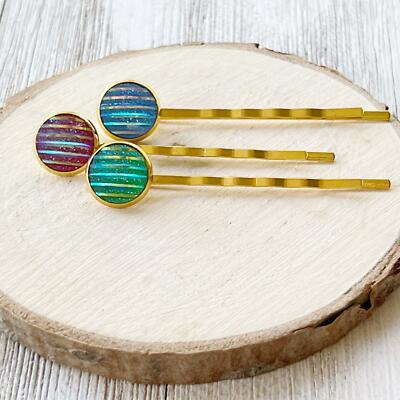 Green Red Blue Druzy Hair Pin Hair Pins for Women, Womens Hair Clip, Cute Bobby 
