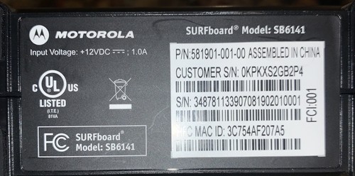 Black Motorola Surfboard SB6141 High-Speed Cable Modem Used With Power Cable - Photo 3/7