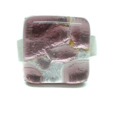 Murano Glass Ring Purple Silver Square From Venice 15mm x 15mm Art