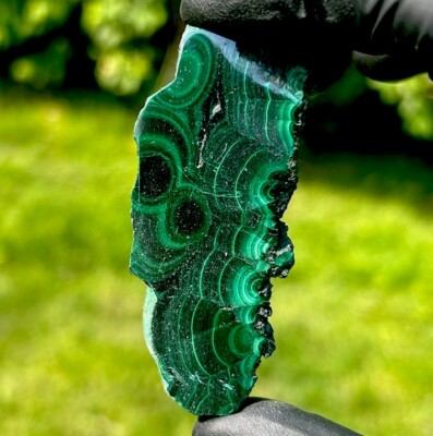 Hand Polished MALACHITE Swirly Healing Crystal Mineral Slice - Kolwezi, DR CONGO
