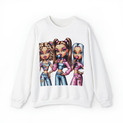 Crewneck Sweatshirt Retro Y2K Style Dolls Make Up 2000s Aesthetic Glam Brat 