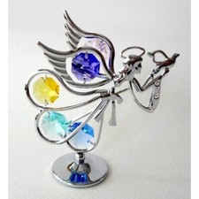 Crystocraft FLIEGENDER ENGEL MIT TAUBE mit Swarovski Elements Geschenk verpackt Brandneu 