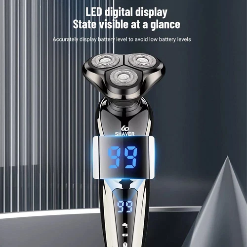 Herren Nass/Trocken Elektrorasierer Trimmer Rotationsrasierer Bartrasur USB Wiederaufladbar - Bild 8 von 10