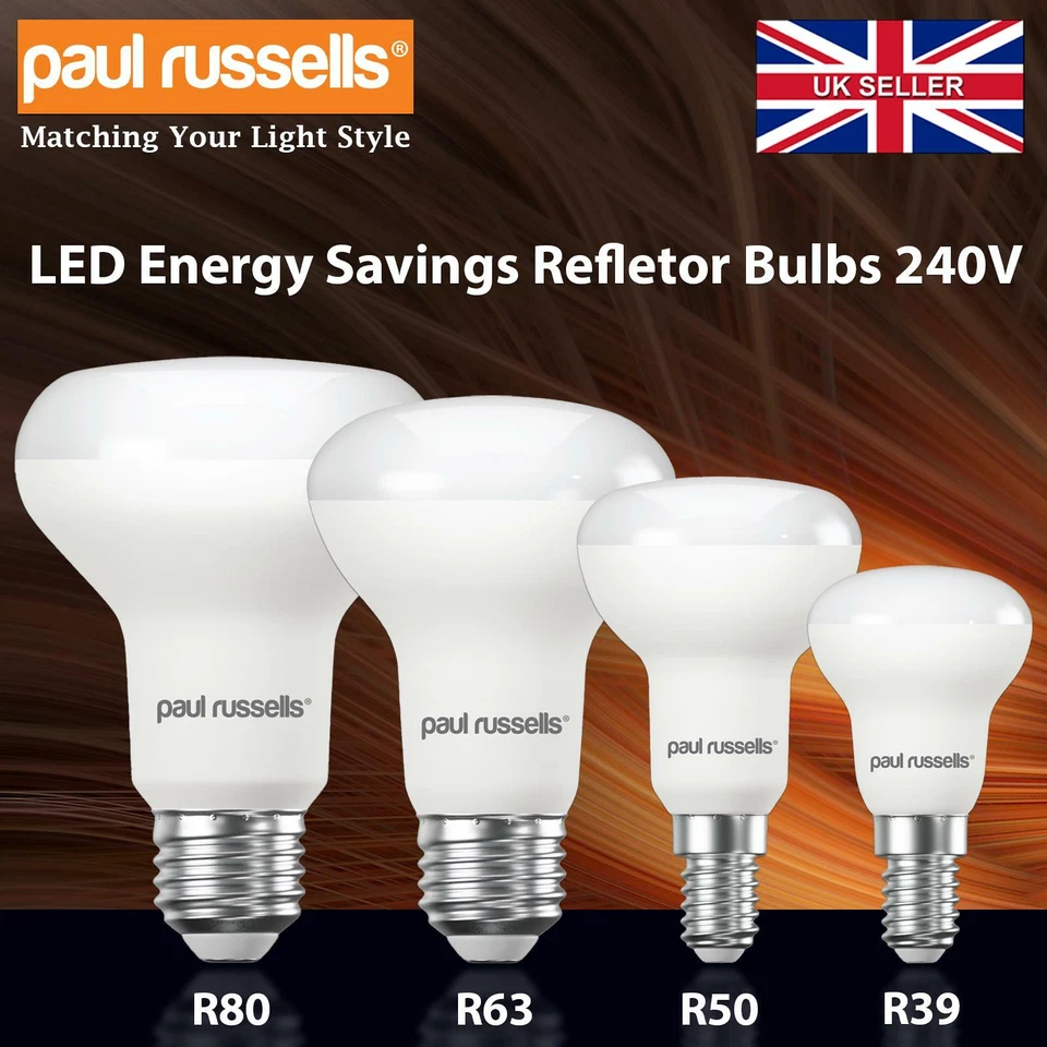 PAUL RUSSELLS LED R80 R63 R50 R39 Reflector Bulb Warm/Cool/Day White Screw In ES SES Spotlight