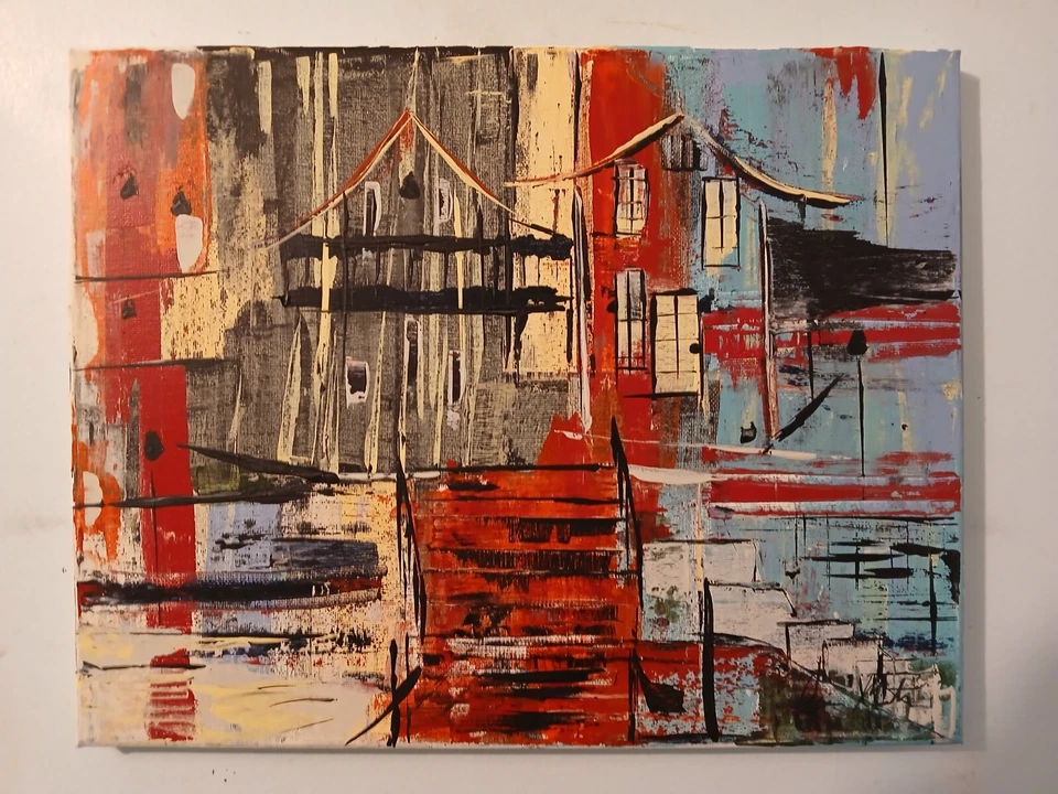 Pintura acrílica abstracta original sobre lienzo Foto 2 de 4