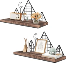 Homode Floating Shelves, Set of 2 Mountain Wall Mountain, Dark Brown 