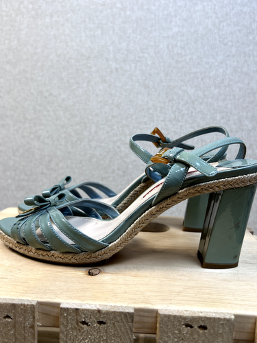Sandalias de tacón de bloque para mujer Prada color azul talla UE: 38,5 - Imagen 5 de 13